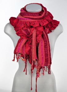 red and pink stripes scarf